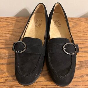 Naturalizer Mina Black Faux Suede Buckle Loafers -NWOT Size 6.5